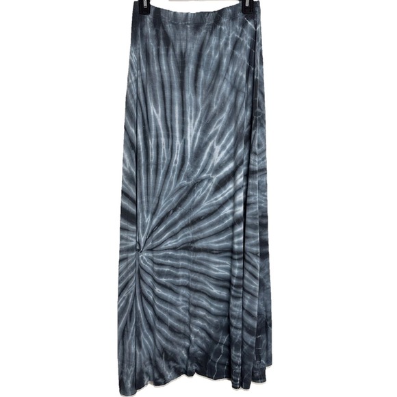GO Couture Tie Dye Maxi Skirt Womens XL Asymmetric Hem Blue Festival Boho USA - Picture 3 of 8